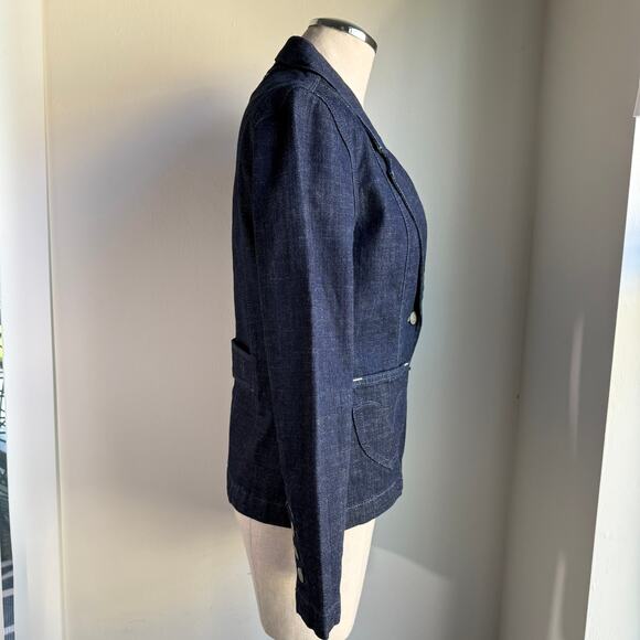 Levi’s Denim Blazer Y2K Vintage Jean Jacket Silver Detail Women’s Small Bling - Picture 6 of 14